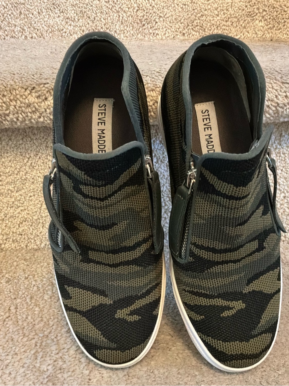 Steve Madden Caliber Canvas Olive & Black Wedge Sneakers